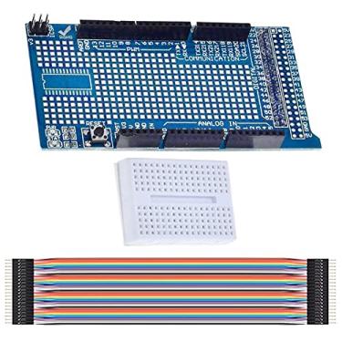 Imagem de DKARDU Placa de desenvolvimento de expansão Prototype Shield V3.0 compatível com MEGA 2560 R3 para Arduino com cabo Dupont, tábua de pão de 170 pontos