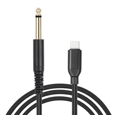 Imagem de Cabo de áudio USB C para 6,35 Mm 1/4 de Polegada TS, 20AWG 4N OFC, Interconexão Mono de 6,35 Mm Com Blindagem, Nylon Trançado, para Guitarra, Baixo, Teclado, Preto, para Vitórias