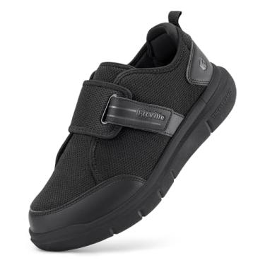 Imagem de FitVille Sapatos masculinos para diabéticos extra largos, sapatos de caminhada com velcro para idosos para pés inchados, alívio da dor nos pés, neuropatia - EasyTop V10, Preto Jet, 12.5 Wide
