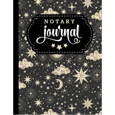 Imagem de Notary Journal: 8.5x11 Large Notarial Logbook/With 200 Numbered Pages - Two Record Logs Per Page / 400 Records/Ledger Book Gift For Signing Agents/Vintage Sun Moon Stars - Celestial Art Pattern