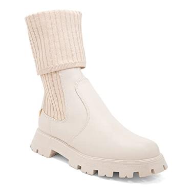 Imagem de Bota Meia Coturno Cano Médio Tratorada Porcelana (Porcelana 34, Porcelana)