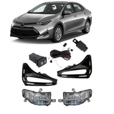 Imagem de labwork Substituição do conjunto de faróis de neblina para Toyota Corolla L LE XLE 2017 2018 2019 farol de neblina de lente transparente lado esquerdo + direito (lado do passageiro e do motorista)