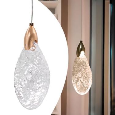 Imagem de Luminária Lustre Pendente Led Casulo Dourado Cristal Pd41