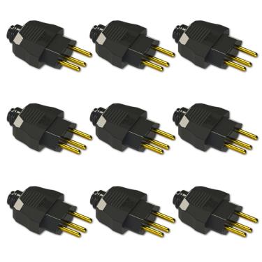 Imagem de Kit Plugue Macho 2P+T 10A 250Vca Preto 50 peças