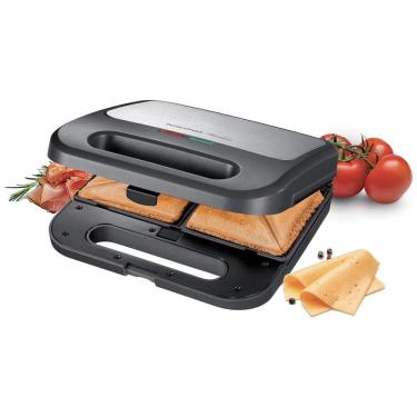 Imagem de Sanduicheira Elétrica Antiaderente 2 Fatias, Aço Inox, 110v, TESCOMA, Preto
