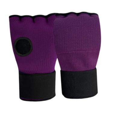 Imagem de rockible Envoltório de mão para boxe, luvas internas de meio dedo, proteção macia para as mãos, para esportes, karatê, sparring, exercício mma, Roxo
