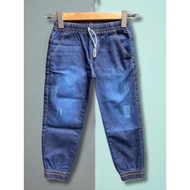 Imagem de Calça Jogger Infantil Juvenil Menino Jeans Punho Elástico - Yalu Modas