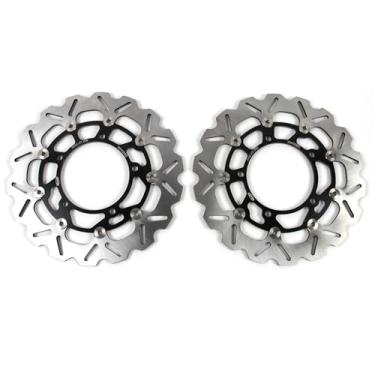 Imagem de 1 par de discos de freio dianteiros flutuantes compatíveis com Suzuki GSX600F Katana 600 1998-2010, GSX650F 2008-2012, GSR 750 2011-2014, GSX-S750 2015-2016, GSX8S 2023-2014, GSX-S750 2015-2016, GSX8S
