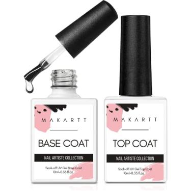 Imagem de Makartt Gel Top Coat and Base Coat Set - No Wipe Shine Finish Soak Off Gel Base Top Coat Long Lasting LED Nail Lamp Gel for Gel Nail Polish Salon Quality Nail Manicure Gifts, 2pcs 10ML