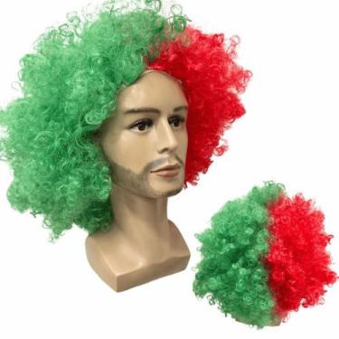 Imagem de Peruca Black Power volumosa festa futebol time torcida cores - LIONSWI