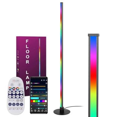 Imagem de PMS Luminária De Chão Led De 63 Polegadas, Luminária De Canto Com Mudança De Cor Rgb, Sincronização De Música Regulável Com App E Controle Remoto Para Sala De Estar, Quarto, Decoração De Casa