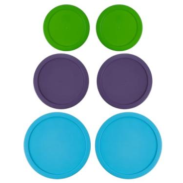 Imagem de MRX Solutions Tampas De Substituição Para Recipientes Pyrex (2) 2 Xícaras Verde (2) 4 Xícaras Roxo (2) 7 Xícaras Azul Claro