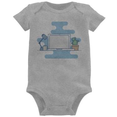 Imagem de Body Bebê Laptop - Foca na Moda, Cinza, GG