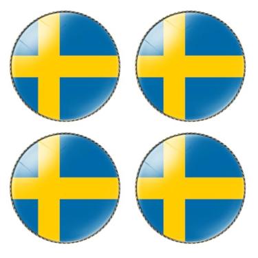 Imagem de HSQCEZ 4 peças de broche de bandeira da Suécia redondo 2,5 cm, alfinetes de lapela crachá de lembrança para chapéu e mochila de roupas, acessórios de broche de bandeira sueca lembrancinhas de festa,
