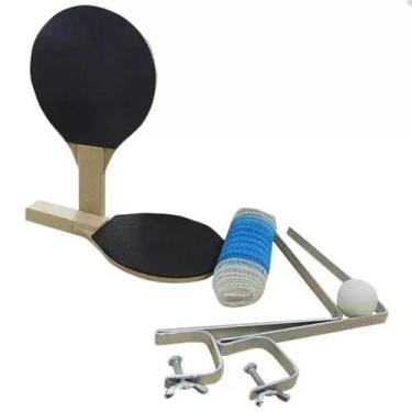 Imagem de Kit Tênis de Mesa Ping Pong Raquetes Bolinha e Rede Com Suporte - Teni