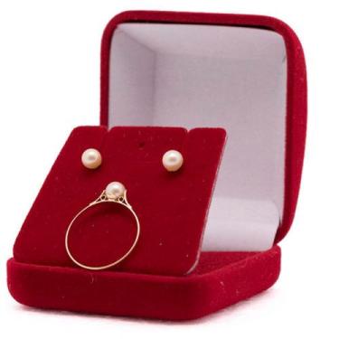 Imagem de Conjunto Anel E Brinco Pérola Natural 5mm Ouro 18k - DR Joias, 14