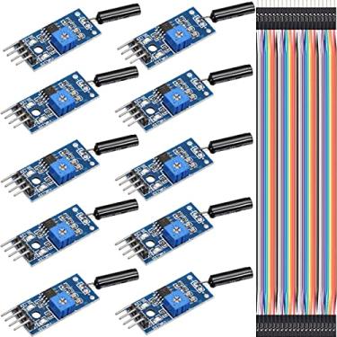 Imagem de DKARDU Módulo sensor de interruptor de vibração de alta sensibilidade SW-18010P Módulo de sensor de alarme módulo de vibração, com cabo Dupont para Arduino