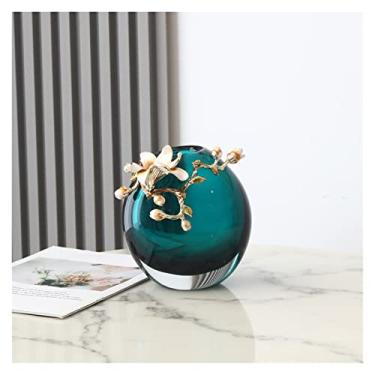 Imagem de Vaso Enfeites de vaso vitrificado de luxo leve, sala de estar varanda tv armário de vinho decoração para casa, ornamentos de artesanato em cor esmaltada Vaso de flores(Grande)