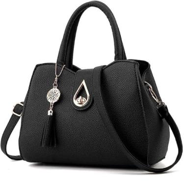 Imagem de Bolsa Tote Couro Social Feminina Elegante Reforçada Pequena (PRETO)
