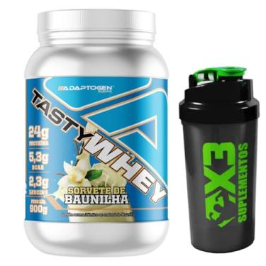 Imagem de Tasty Whey 3W Sabor Baunilha 900g - Adaptogen Science + Coqueteleira 600ml - X3 Suplementos