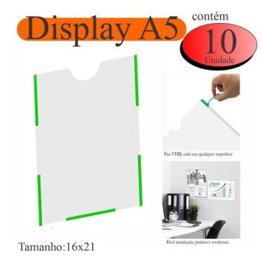 Imagem de 10 Display a5 expositor folha quadro aviso parede PET VERTI - INDÚSTRI