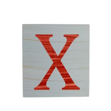 Imagem de Cubo Azul Bebê Letra Vermelho Festa Chá de Bebê Decoração 8x8x8 Cm Mdf