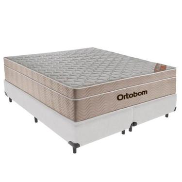 Imagem de Cama Box Queen Branco + Colchão Airtech Molas Ensacadas Ortobom