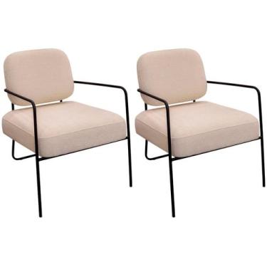 Imagem de Kit 2 Poltronas para Sala e Escritório Base de Metal Kaety - Konfort, 