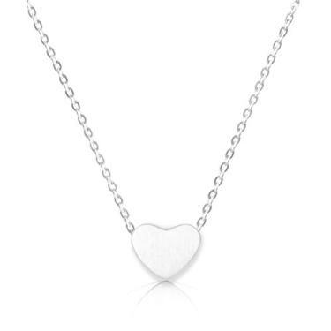 Imagem de Colar Altitude Boutique Coração para Mulheres 18 quilates Ouro Rosa ou Prata PlateChoker ou Colar Longo Amizade Dainty Feminino Ajustável 38 cm 41 cm 43 cm 45 cm Prata