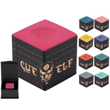 Imagem de CUEELF Cubo de taco de bilhar com tecnologia de giz de bilhar com caixa de armazenamento incluída (rosa vermelha)