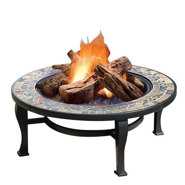 Imagem de Lareira externa para jardim, lareira a lenha, lareira de ferro forjado, lareira de braseiro, com tampa de rede para churrasqueira de pôquer (cor: Kit-1) (Kit 3)