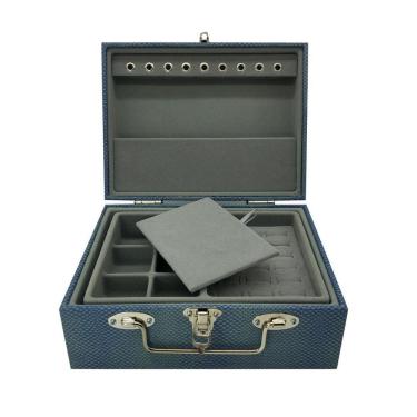Imagem de Maleta Porta Joias Azul Jeans Pequena Dupla