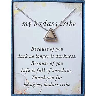 Imagem de WEFRIN Colar Thank You for Being My Badass Tribe, triângulos geométricos, colar feminino para mulheres e meninas, linda e simples corrente de clavícula para melhores amigos com caixa de presente e cartão, Small, Metal, não conhecido,