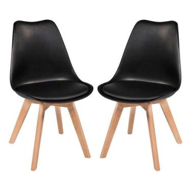 Imagem de Kit Com 2 Cadeiras Leda Preta - Charles Eames Com Almofada - UNIVERSAL