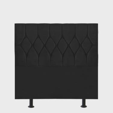 Imagem de Cabeceira Estofada Istambul Botão Capitonê 120cm Viúva Solteirão Para Cama Box Quarto Corino Preto - Ahazzo Móveis