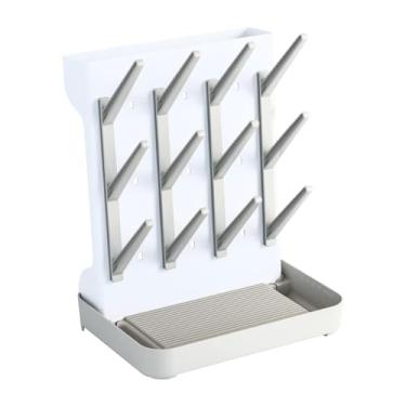 Imagem de Amagogo Rack de secagem de garrafas de bebê, rack de secagem de armazenamento, 12 gancho de cozinha de cozinha de garrafa de limpeza de garrafas do secador, Cinza