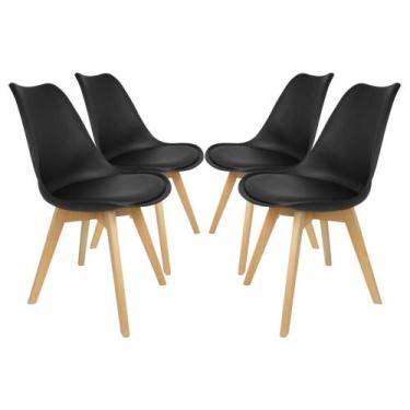 Imagem de KIT 4 Peças Cadeira Eames Leda Preta Luxo Casa Escritório Combo - EVOL