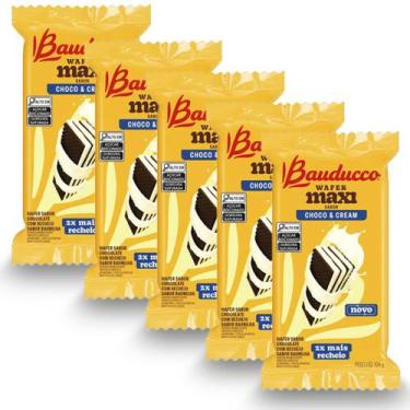 Imagem de Biscoito Wafer Bauducco Maxi Choco Cream Kit 5 pacotes 104g