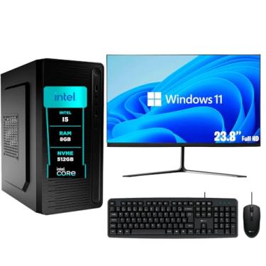 Imagem de Computador Pc Completo Intel Core i5, 8GB, W11 Pro, Monitor 24 Polegadas, Ssd eFacini 512GB