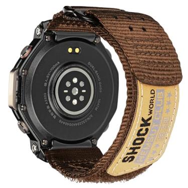 Imagem de FIILIIX Pulseiras de relógio compatíveis com Amazift T-Rex 3 pulseira de nylon, pulseira de substituição para smartwatch T-Rex 3 Outdoor, Café, Large Wrist (7.2"-9.0"), Militar
