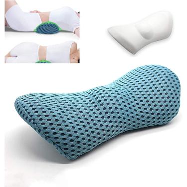 Imagem de Almofada De Apoio Lombar, Travesseiro De Dormir De Espuma De Memória Macia Para Deitar Ou Dormir Almofada, Travesseiro De Suporte Para As Costas De Malha 4d Para Cama Alivia Dores Nas, Blue