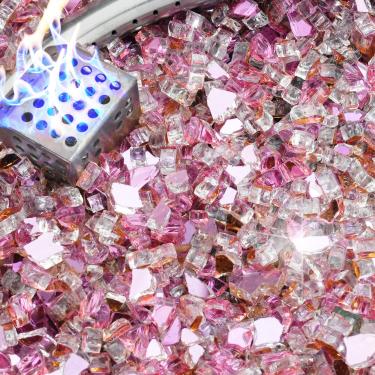 Imagem de NUPICK Vidro de fogo de 2,3 kg, vidro refletivo de 1/4 polegada, pedra de vidro de fogueira temperado para propano ou gás natural, pedras de vidro para mesa de fogueira, vidro de lareira para