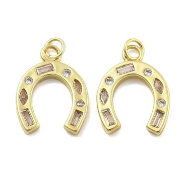 Imagem de KitBeads 3 peças de sapatos de cavalo banhados a ouro, pingentes de latão zircônia cúbica ocidental, pingentes de ferradura da sorte para pulseiras, colares, joias, artesanato, Latão, Sem Pedra