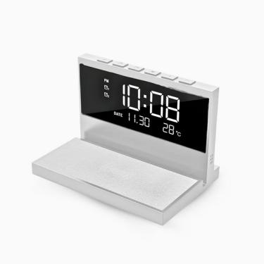 Imagem de Relógio Despertador + Carregador Indução Branco