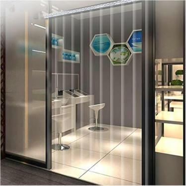 Imagem de LGEOELIAS Cortina de porta de tira de PVC, cortina de porta de tira de vinil, tiras de plástico transparente com sobreposição de 3 cm para freezers, refrigeradores e portas de armazém