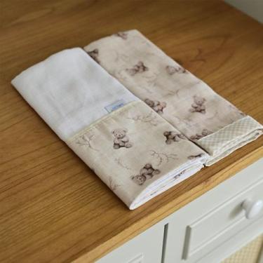 Imagem de Toalha Fralda com 02 Unidades Baby Joy Fábula, Urso Bege