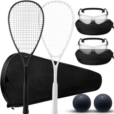 Imagem de Seenelling 2 Pack Beginner Squash Racquet Set Includes 2 Racquets with Racket Bags, 2 Anti Fog Goggles with Cases, and 2 Blue Dot Squash Ball for Beginners, Training, and Recreational Play