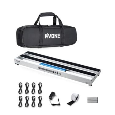 Imagem de RVONE Pedaleira De Guitarra Com Fonte De Alimentação Integrada, Pedaleira Portátil De Liga De Alumínio Com Bolsa, Cabos Para Pedal, Gancho E Alça (Rpb-150)