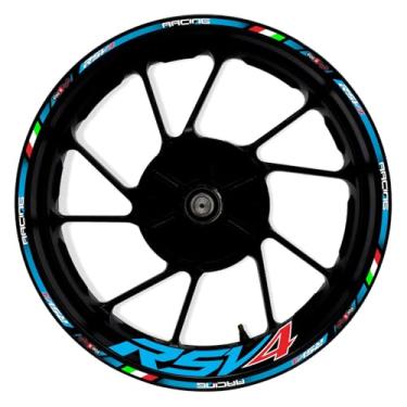 Imagem de Awonderful Kit de listras refletivas para motocicleta, adesivos de aro de roda de vinil compatíveis com Aprilia RSV4 1000 2009-2019 (azul celeste)