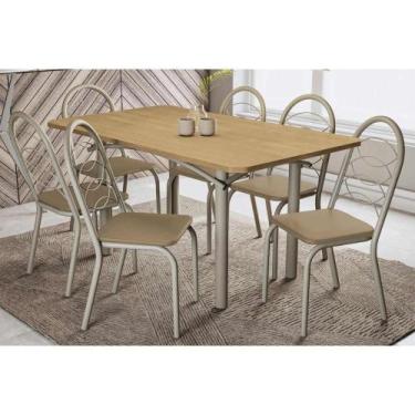 Imagem de Sala de Jantar Completa Elba c/ Tampo de Madeira 160cm e 6 Cadeiras No